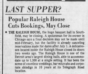 The Raleigh House - Jan 1978 Article On Possible Closing